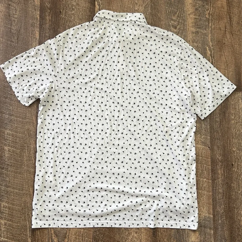 Polo Golf Ralph Lauren Polo Shirt XXL White Black Floral Print Cotton Preppy Dad